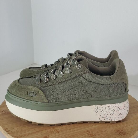 UGG Marin Lace Logo Platform Sneaker Olive Green Women's Size 7 NWOB - Picture 4 of 10